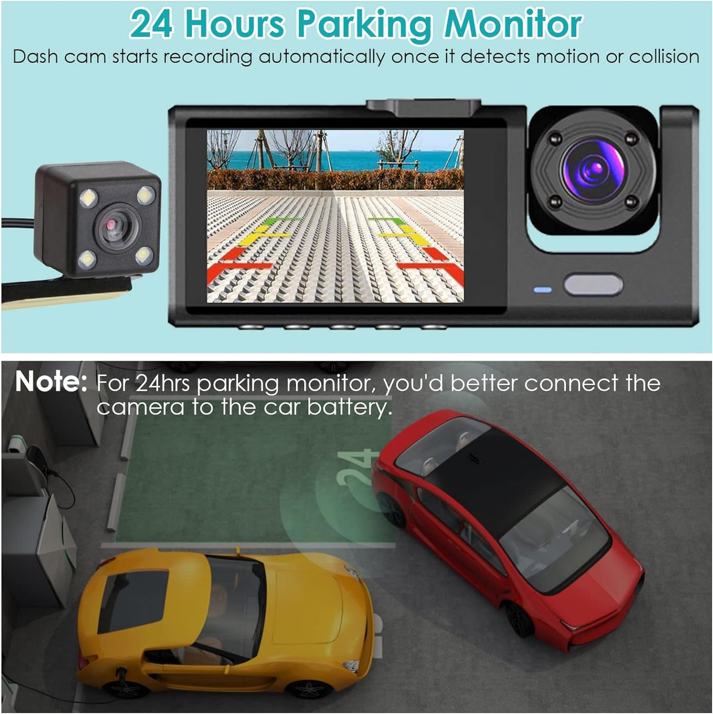 VisionSafe™ Pro - 3 Channel HD Dash Cam for Rideshare Drivers