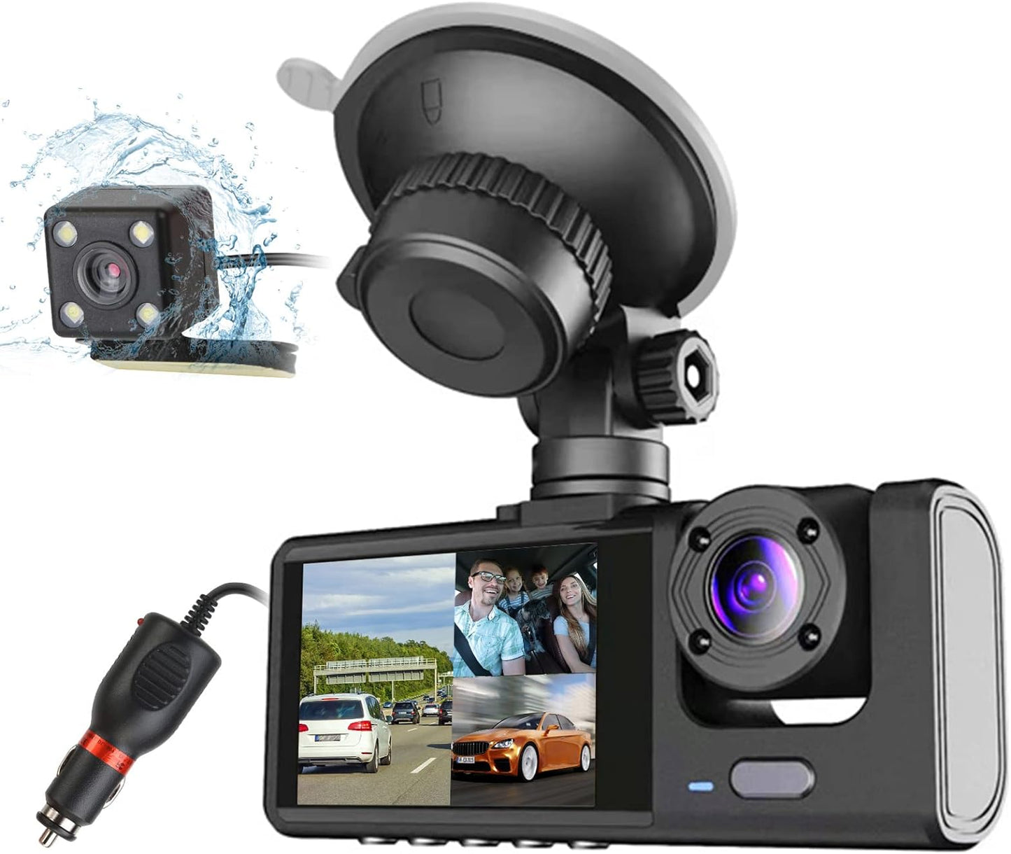 VisionSafe™ Pro - 3 Channel HD Dash Cam for Rideshare Drivers